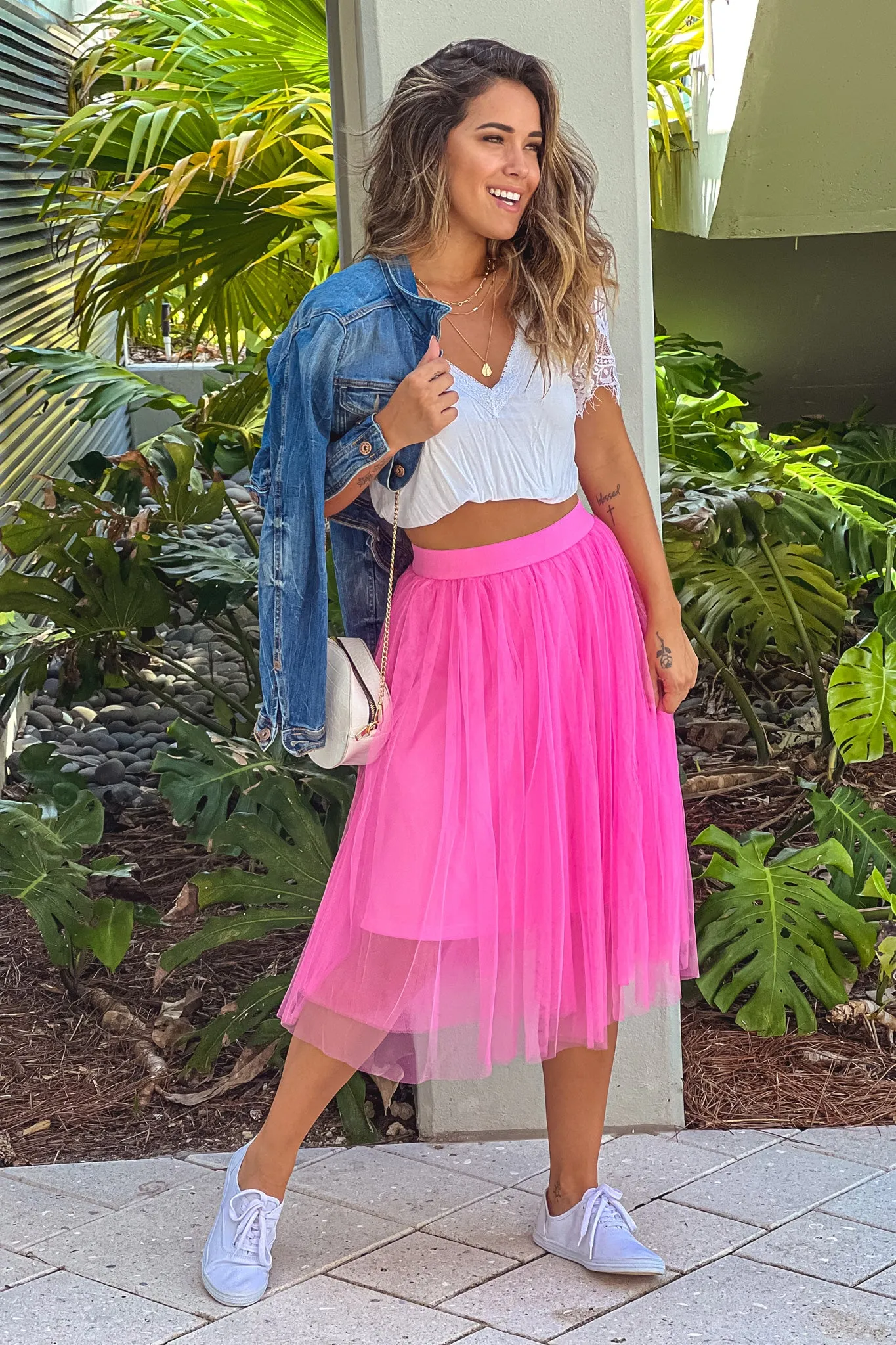 Pink Bubble Gum Mesh Skirt