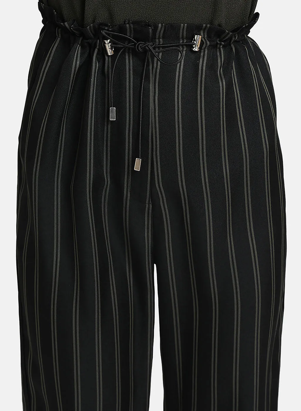 Printed Stripe Culottes With Elasticated Tie-Up