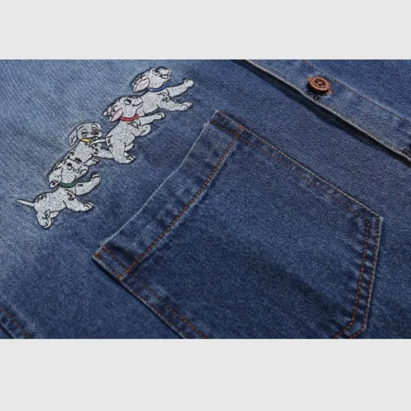 Puppy Embroidered Denim Shirts