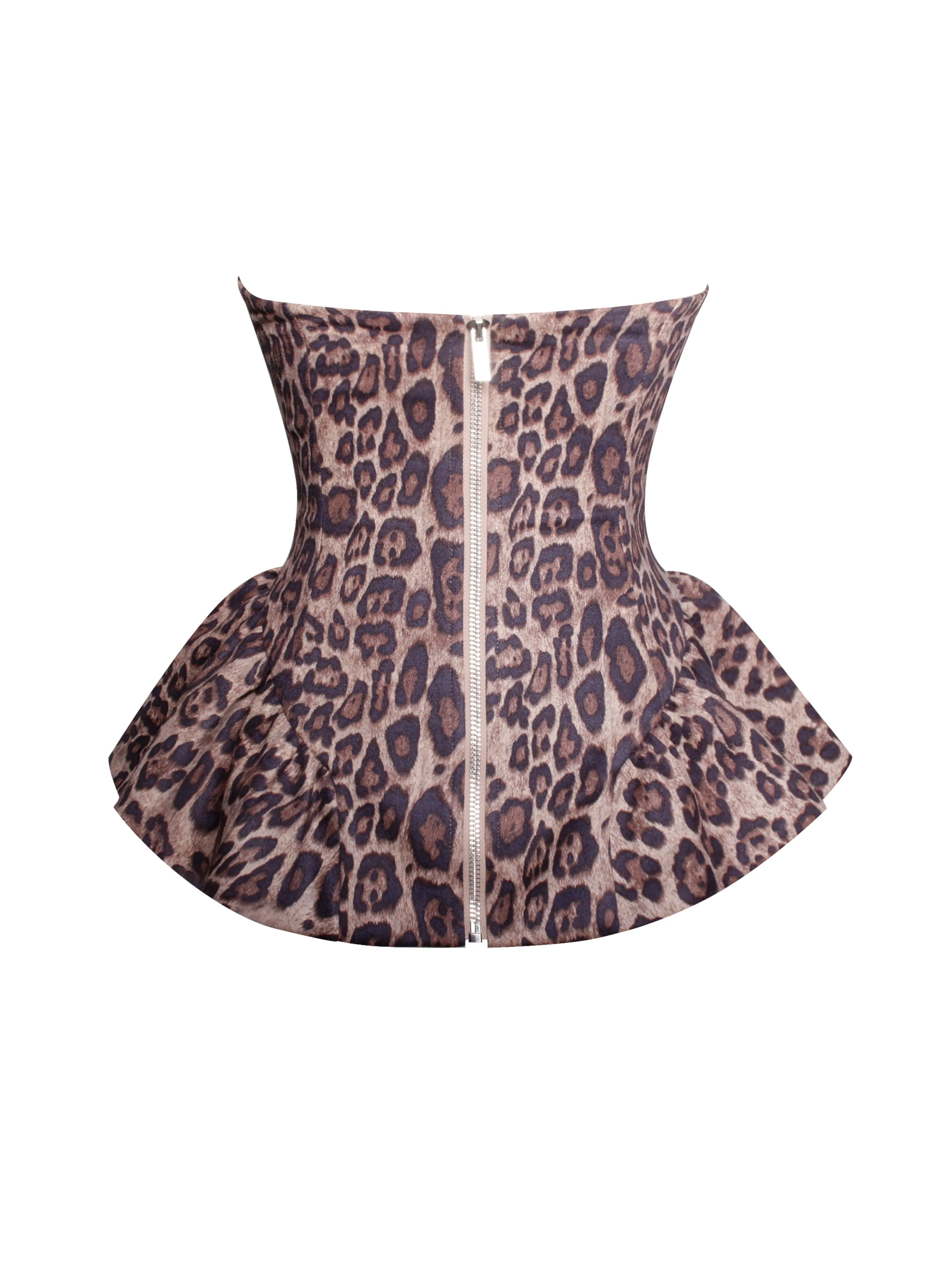 Qiara Cheetah Print Peplum Top with Lace Trim