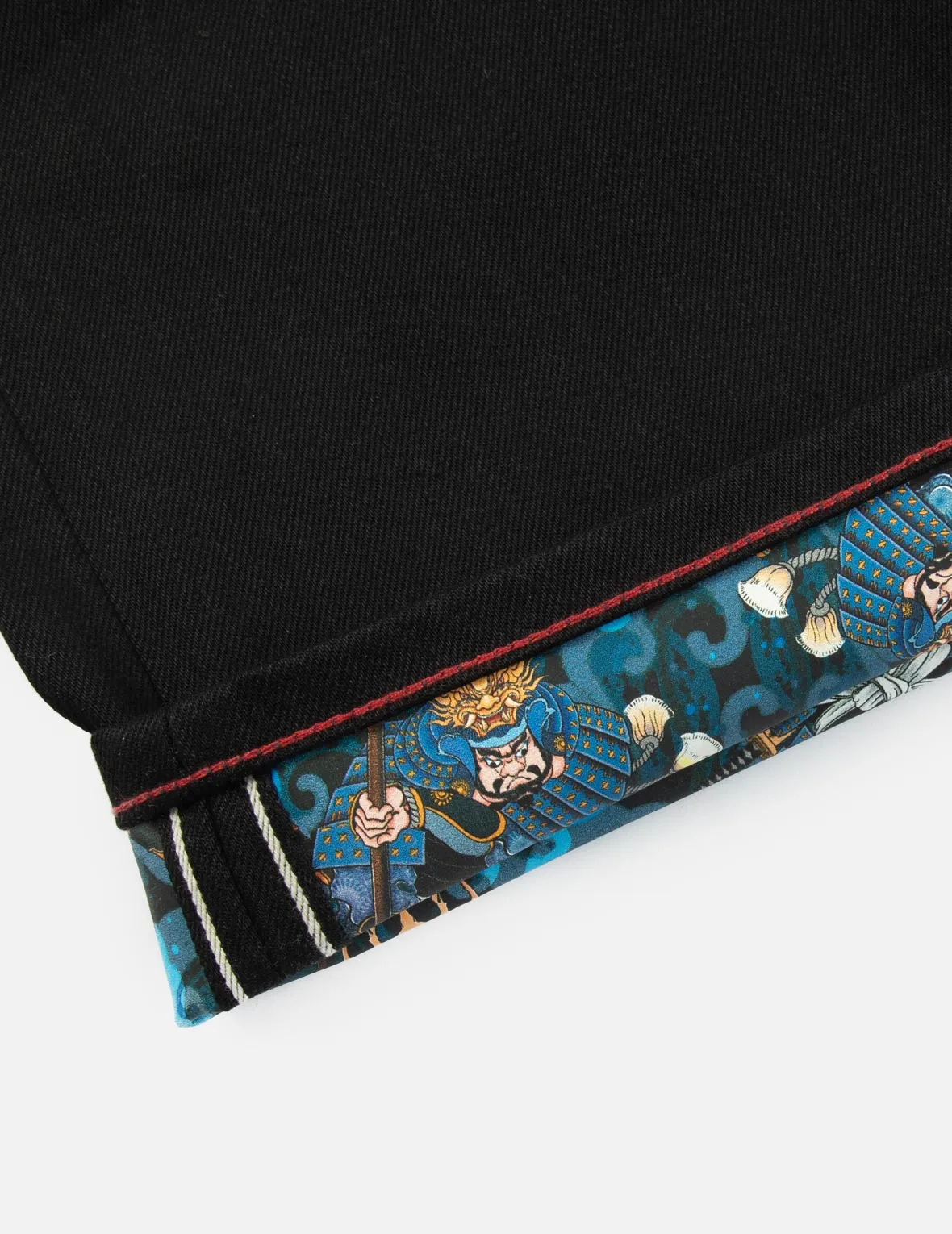 Samurai and Seagull Embroidery Denim Shorts