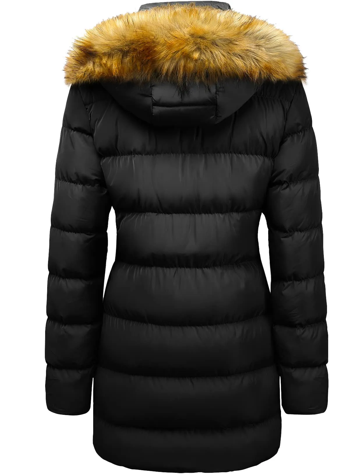 Szory Women's Winter Down Thicken Jacket Puffer Parka Coat with Removable Fur Hood (Black,Medium)