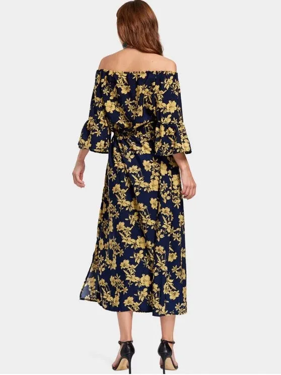 TastyHottie - Trendy Off The Shoulder Flare Sleeve Floral Dress