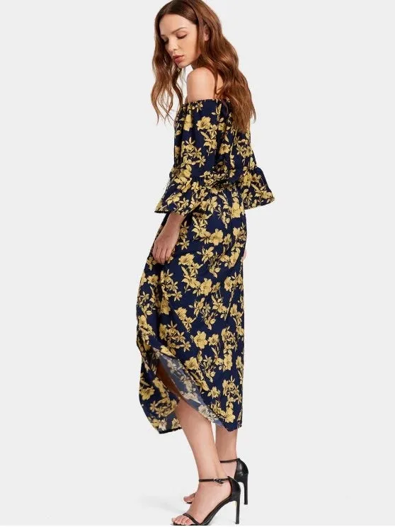 TastyHottie - Trendy Off The Shoulder Flare Sleeve Floral Dress