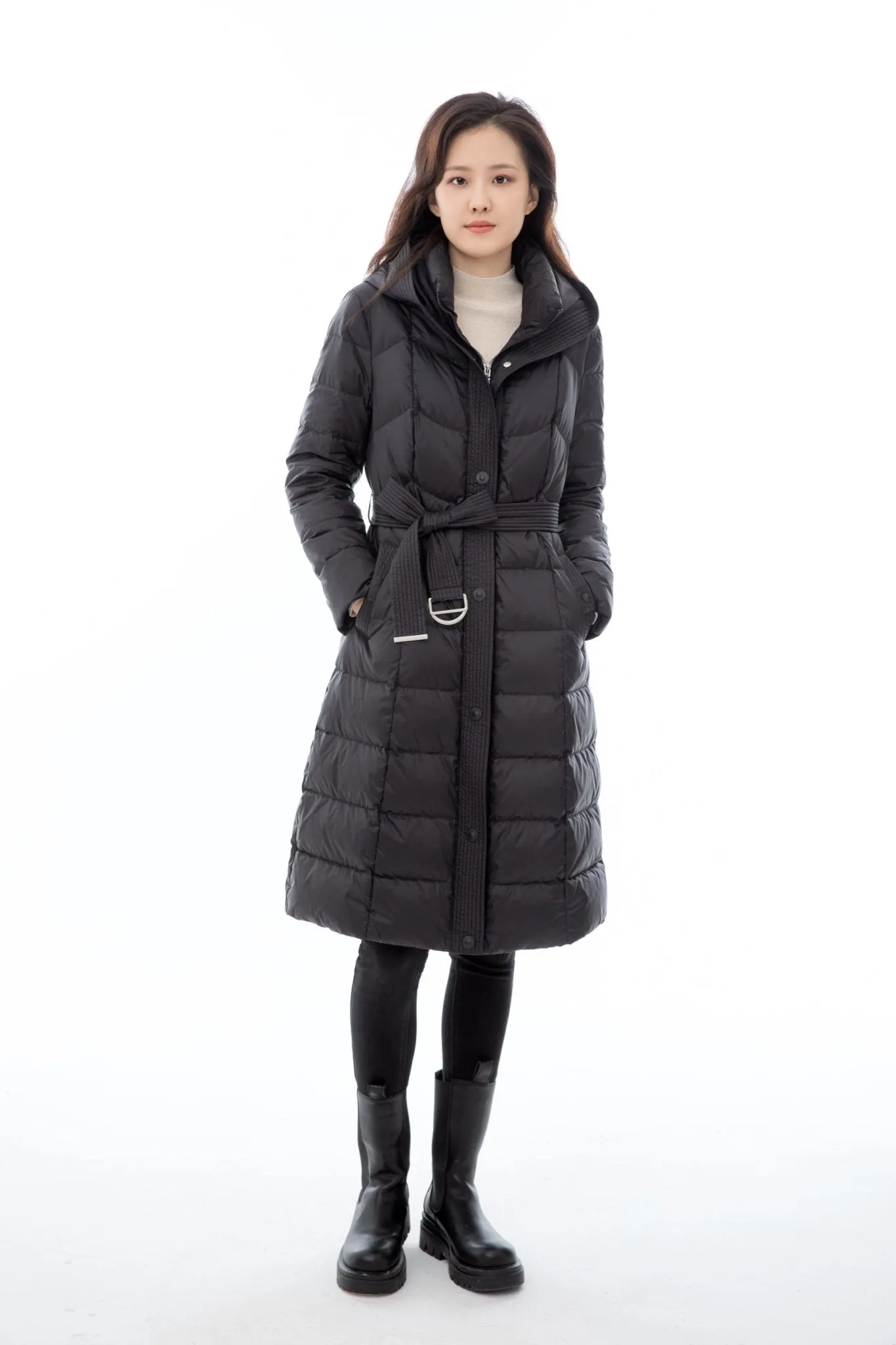 Waisted X-fit Down Jacket with Hood