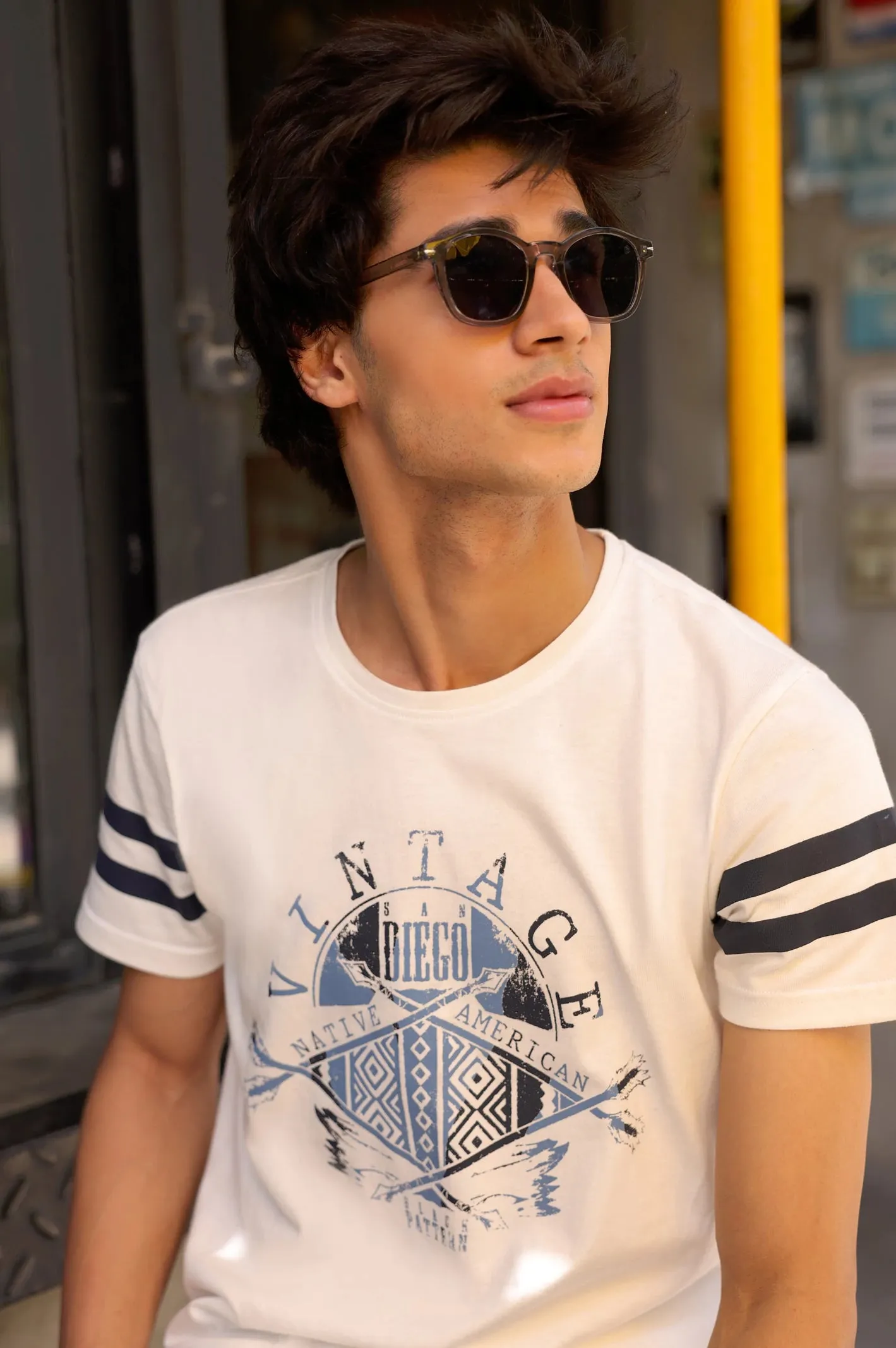 White Graphic Printed Tees