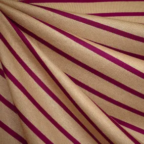 Wide Breton Stripe Plush French Terry Camel/Plum