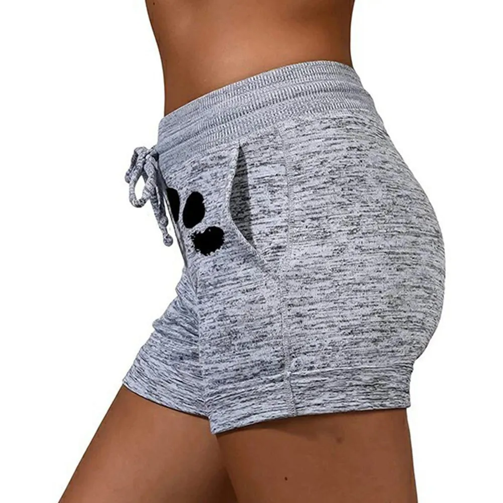 Women Summer Plus Size Shorts Cats Claw Print Drawstring Short Pants Loose Sports Fitness Breathable Shorts